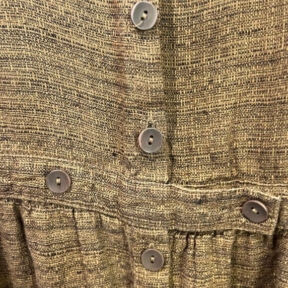 Flax 100% Linen Brown Button Front Collared Midi Shirt Dress Size L Lagenlook - Picture 5 of 8
